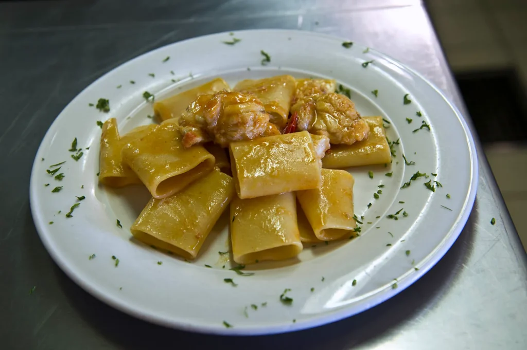 Paccheri alla rana pescatrice